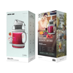 Two packaging boxes for a portable blender with images and text on a white background.