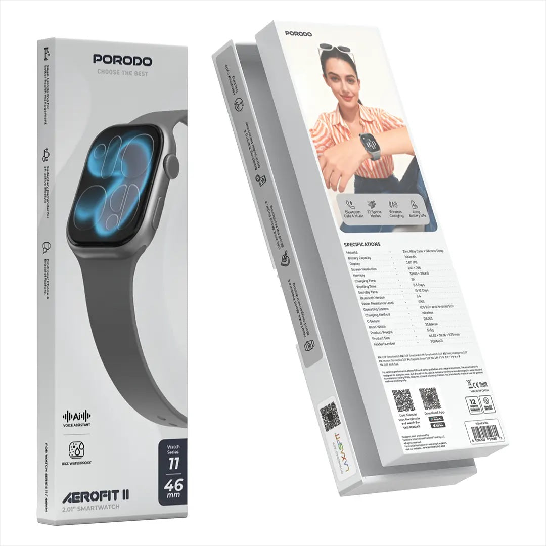 Porodo AeroFit II 2.01" Smart Watch - Silver