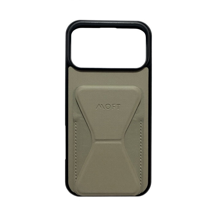 Moft protective case for iPhone 17 Pro Max in Natural Titanium color-matched finish."