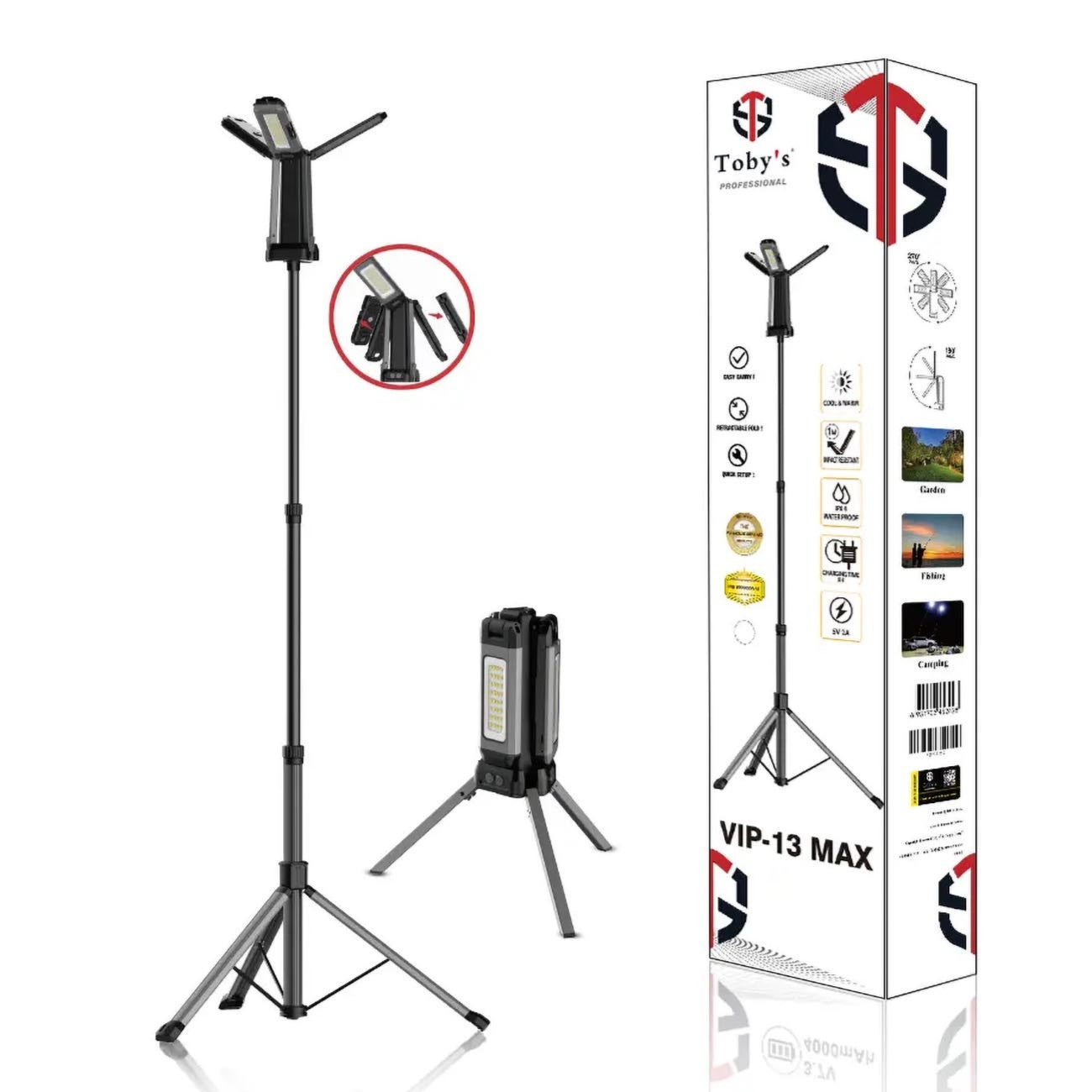 Toby’s VIP-13 MAX camping light with rechargeable battery