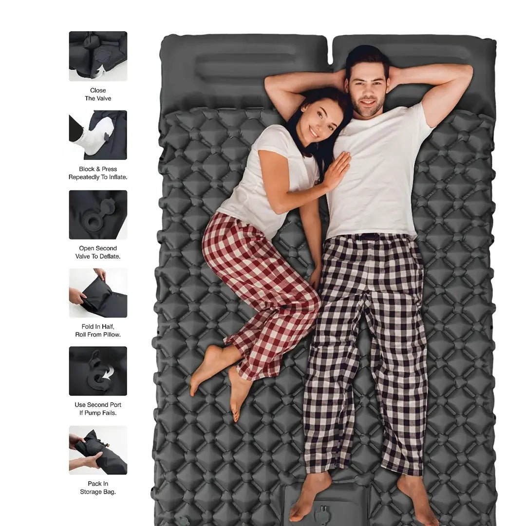 Compact foldable air mattress for camping trips	مرتبة هوائية قابلة للطي ومدمجة لرحلات التخييم