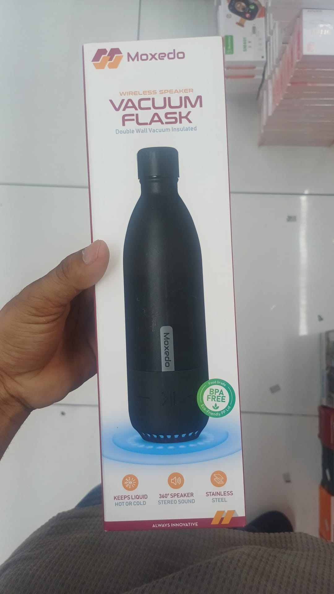 Moxedo Stainless Steel Vacuum Flask with Bluetooth Speaker