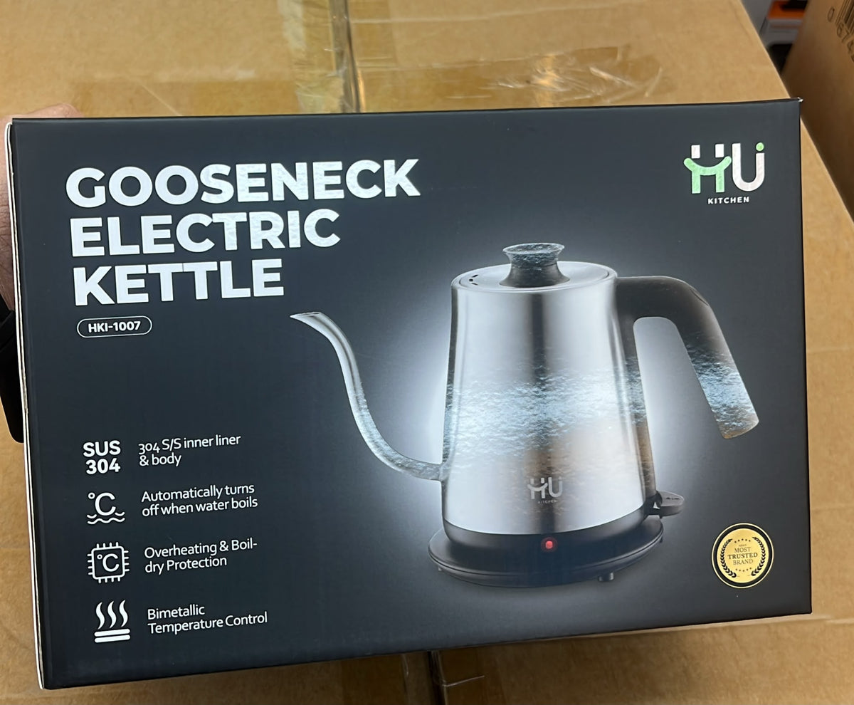 HU Gooseneck Electric Kettle 0.8L Stainless Steel Pour-Over Kettle – HKI-1007
