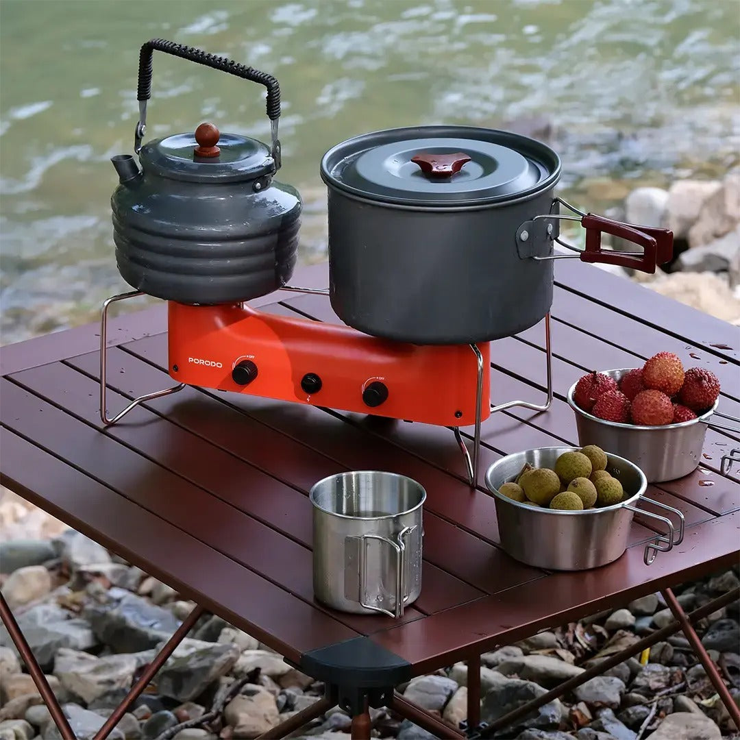 Porodo Lifestyle Dual Burner Camping gas Stove - Orange