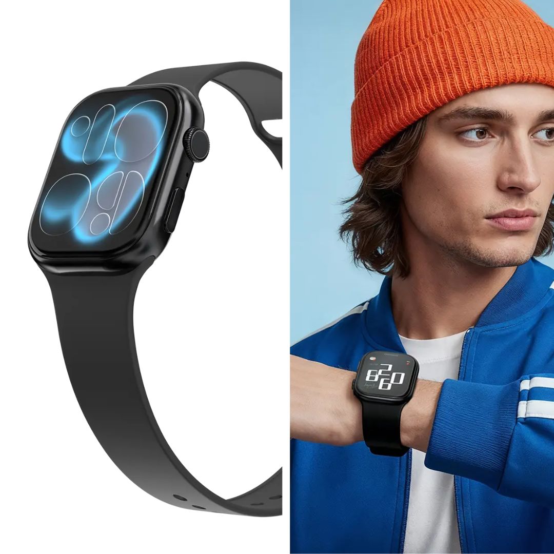 Porodo AeroFit II 2.01" Smart Watch with Bluetooth Calling, Health Monitoring & Wireless Charging - Black