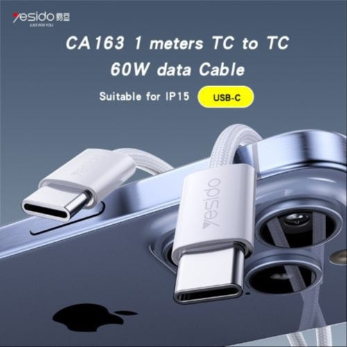 Yesido CA163 Dual Type-C Fast Charging & Data Cable 27W 1M – Type-C to Type-C