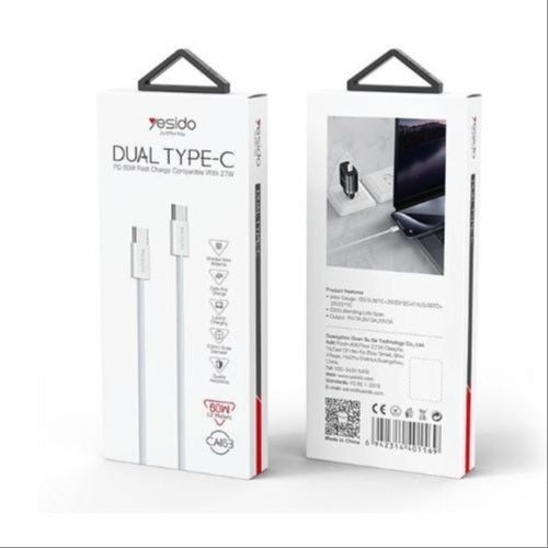 Yesido CA163 Dual Type-C Fast Charging & Data Cable 27W 1M – Type-C to Type-C