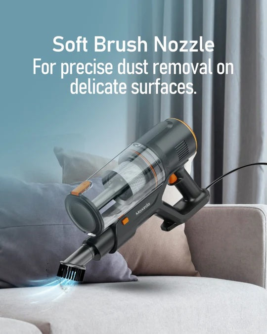 Moxedo Corded Stick Vacuum cleaning hardwood and carpet, best price in Qatar.