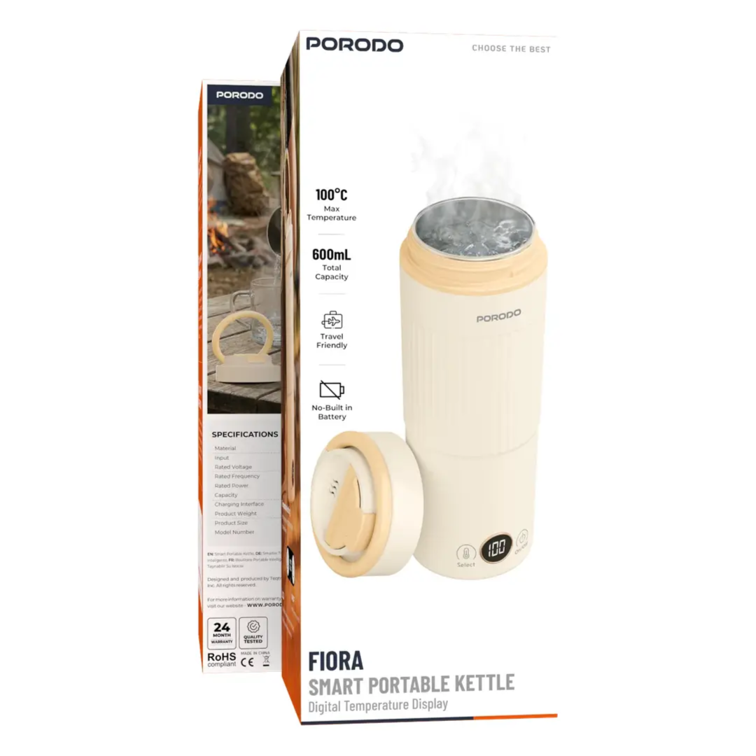 Porodo Flora Smart Portable Kettle with Digital Temperature Display - Beige