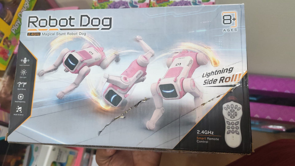 2.4GHz Robot Dog Magical Stunt RC Toy – Interactive Remote Control Robot Dog,-white