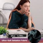 Close-up of 3 temperature settings controller on heated shawl.	لقطة قريبة لجهاز التحكم بـ 3 مستويات حرارة في شال التدفئة.