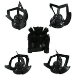 Set of black cleaning brushes on a white background
