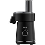 Compact black vegetable processor with one-knob control.	محضرة خضروات سوداء مدمجة مع مفتاح تحكم واحد سهل الاستخدام.