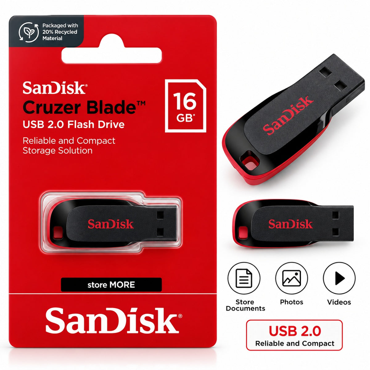 Sandisk 16Gb Cruzer Blade 2.0 Usb Flash Drive
