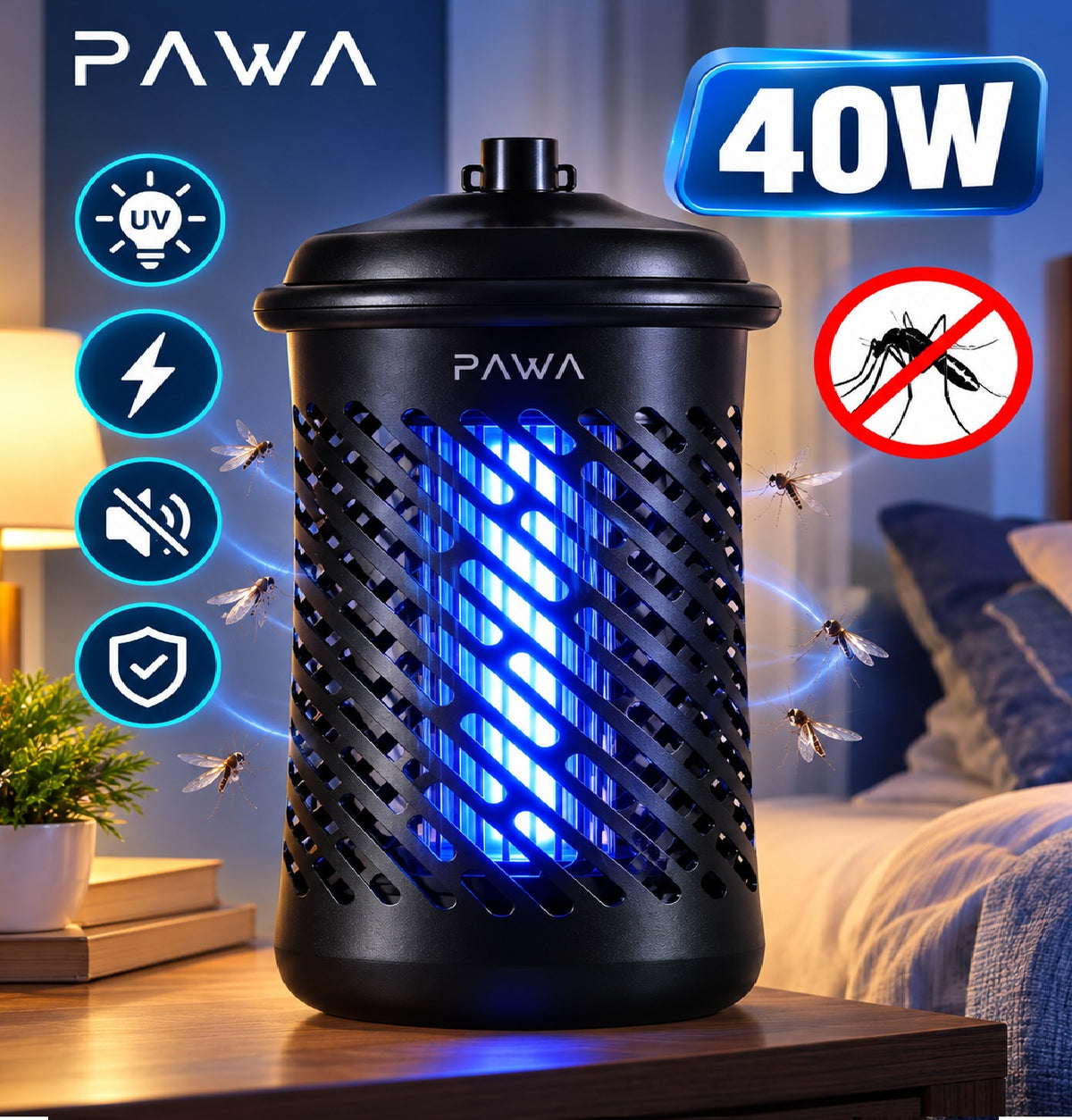 PAWA 40W UV Insect Zapper – Electric Mosquito & Fly Killer