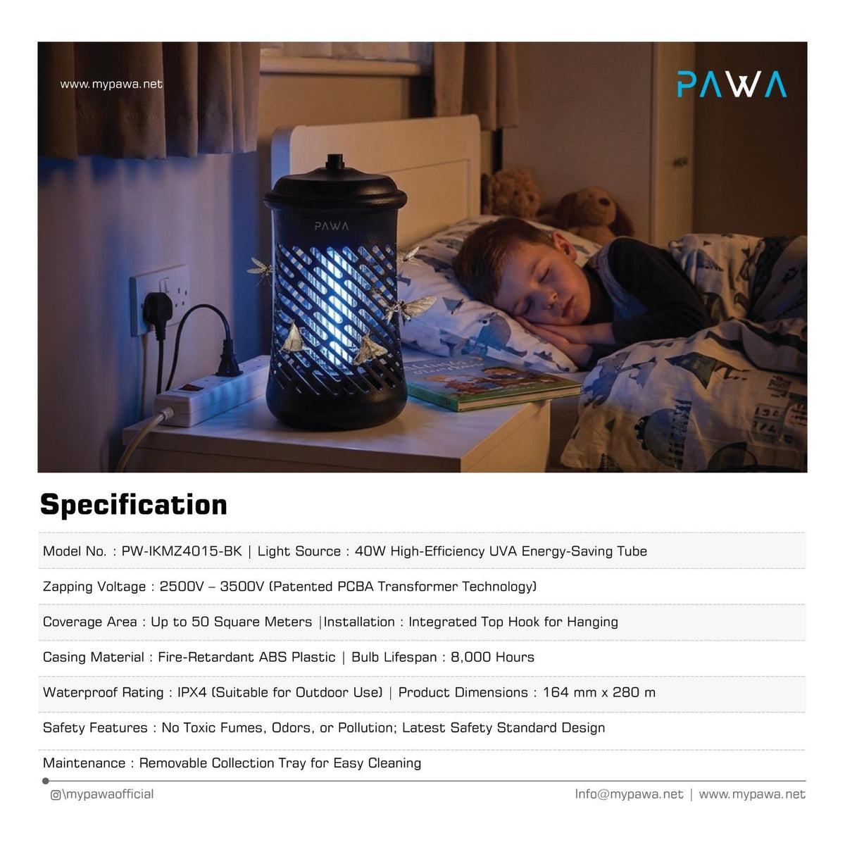 PAWA 20W UV Mosquito Killer Lamp – Electric Insect Zapper