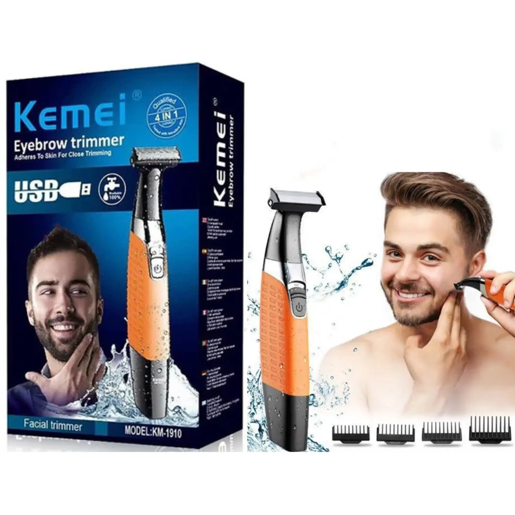 ماكينة حلاقة رجالية (تلتصق بالبشرة لحلاقة دقيقة) - Kemei km-1910