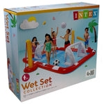 Intex Wet Set Collection packaging with children playing on a pool set.