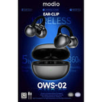 Modio Wireless Ear Clip OWS-02 Bluetooth 5.4 Earbuds with Charging Case - Black
