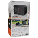 Portable power station packaging with multiple outlets on a white background
