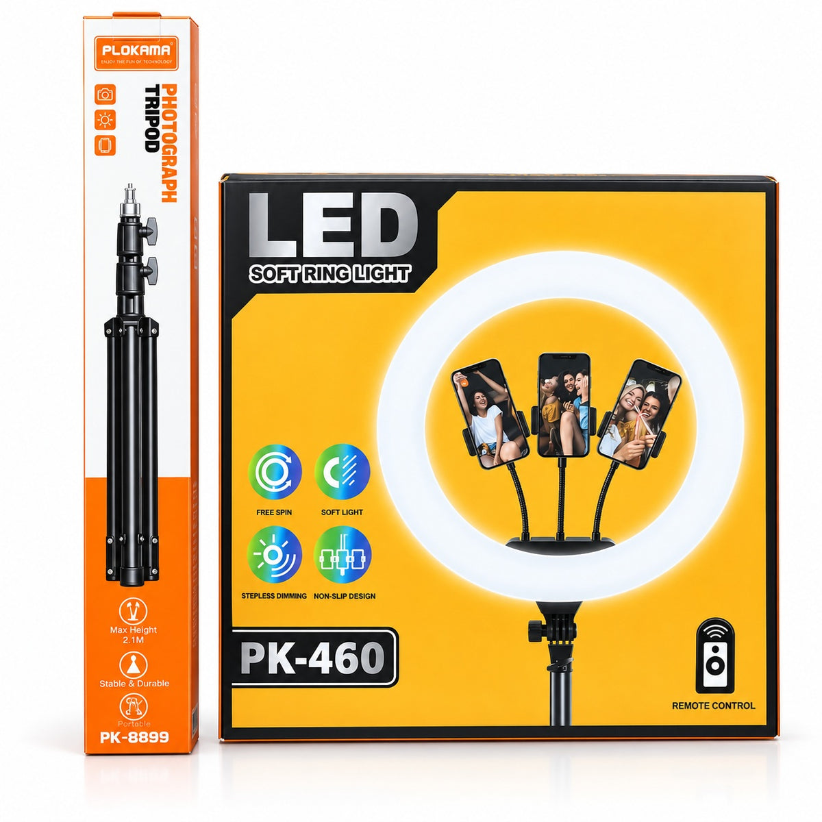 PLOKAMA PK-460 LED Soft Ring Light with Tripod & Remote Control